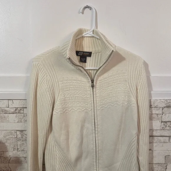 Bauer Cream Ribbed Zip-Up Sweater - Picture 3 of 5